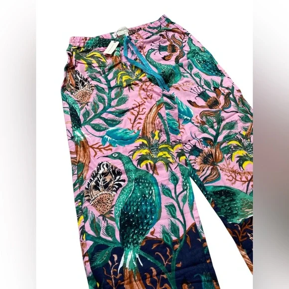 Raphael Balme for Anthropologie Peacock Flannel Sleep Pink Pants Size S - Picture 12 of 12